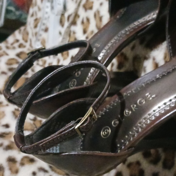 George Peep Toe Ankle Strap Heels 7.5 - Picture 4 of 12